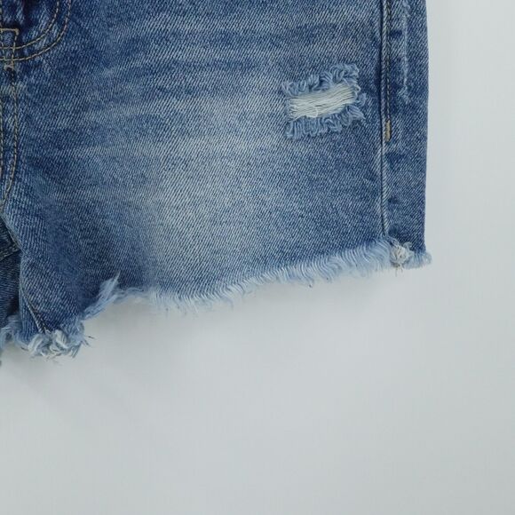 Extra Small Denim Shorts Blue Raw Hem Boho Festival Coastal Summer Distressed‎ - Picture 10 of 16
